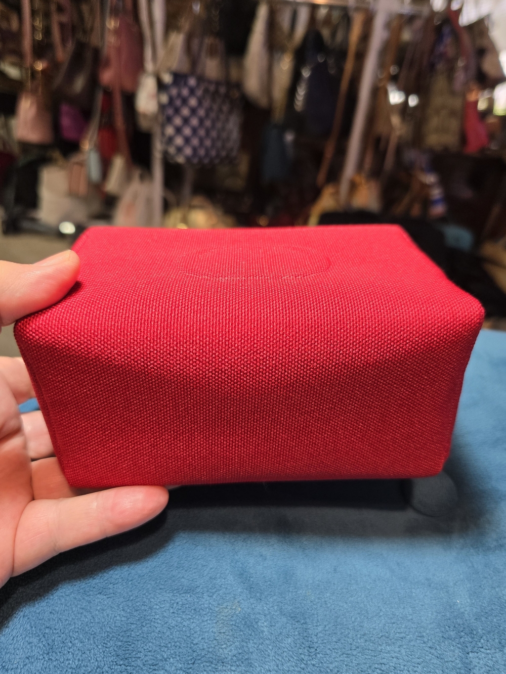 Red Dior Women’s Canvas Cosmetic Pouch NWOT 6x4x3 - Picture 2 of 7